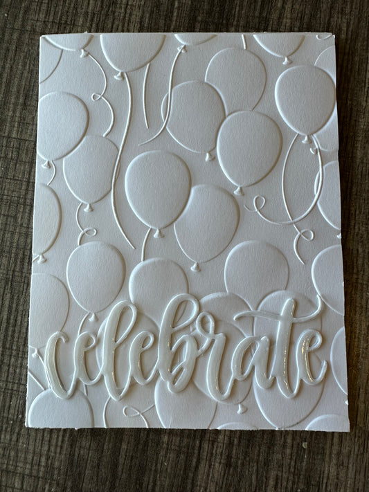 White Embossed Balloon Celebrate